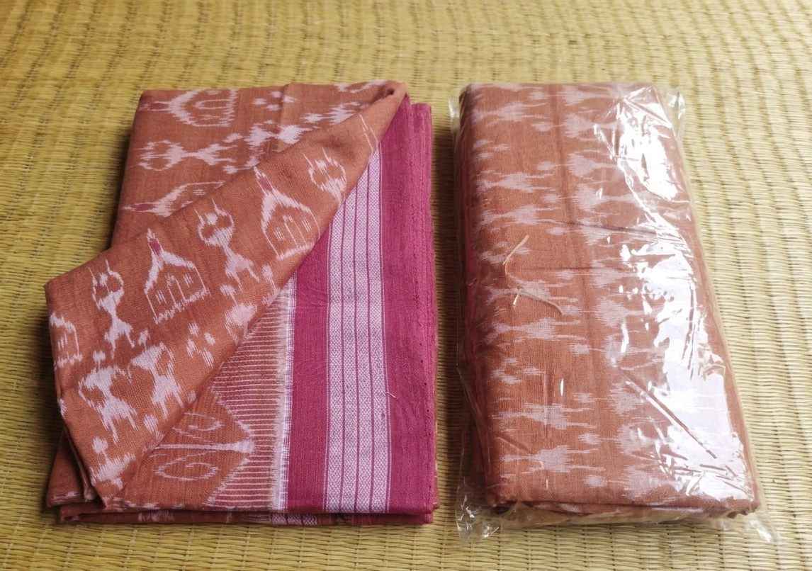 Orange & Pink Tribal Sambalpuri Ikat Handloom Saree