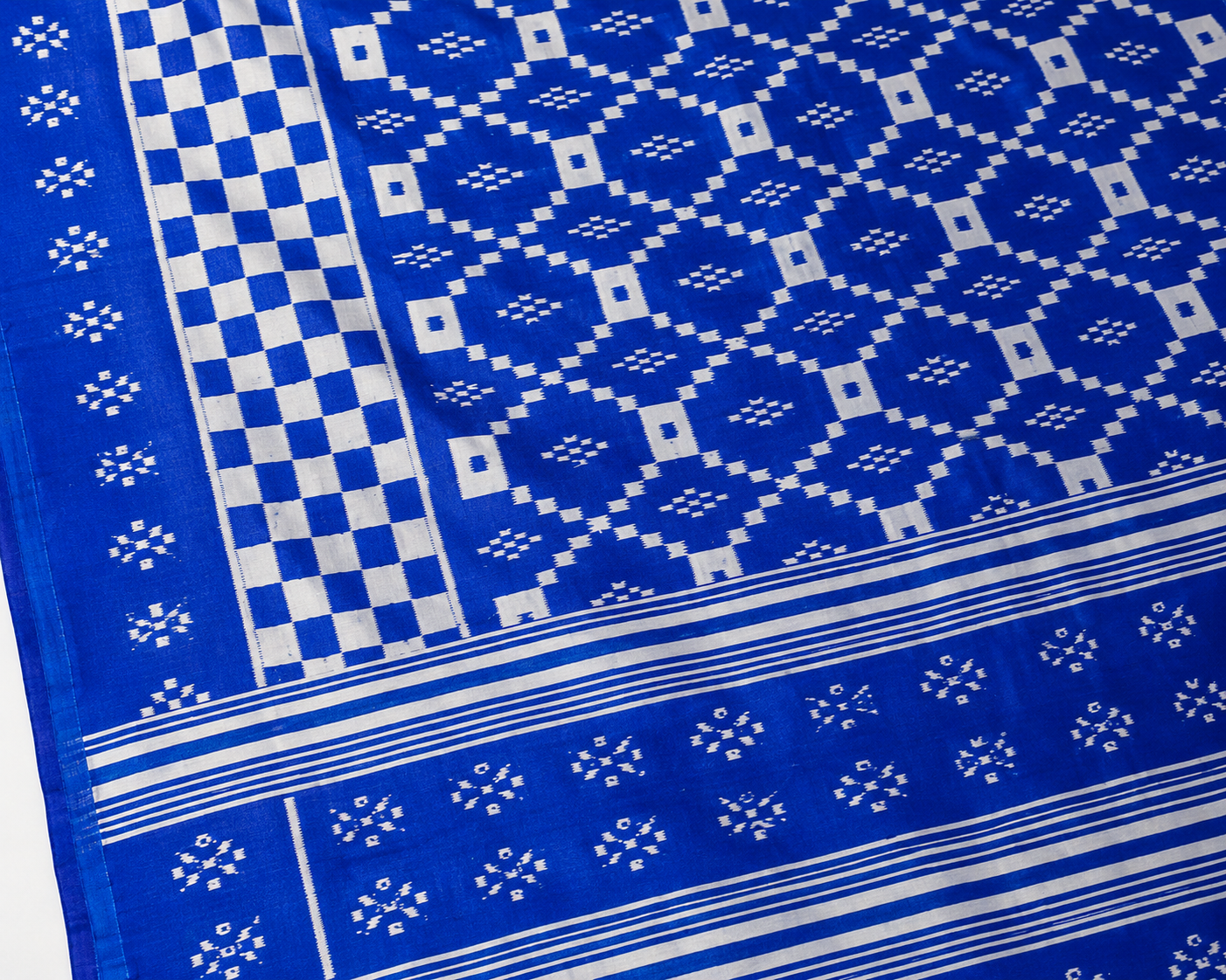 Royal Blue Sambalpuri Ikat Saree with Pasapali Motif & Traditional Anchal gallery