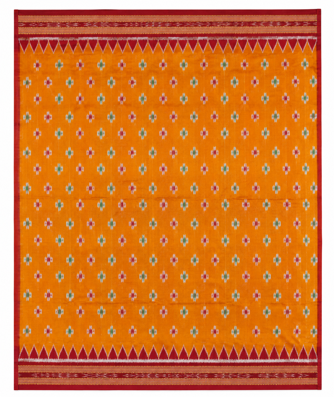 Golden Orange Khandua Silk Saree with Multicolour Buti & Traditional Anchal gallery