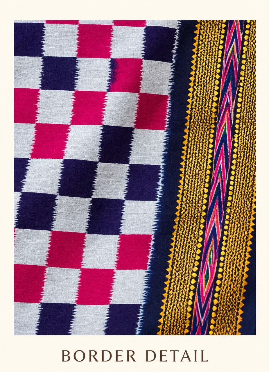 Magenta & Navy Blue Traditional Odisha Handloom Saree gallery